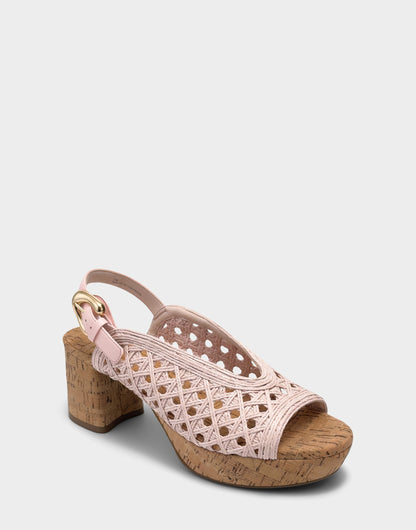 Women's Platform Sandal In Pale Pink Embroidered Raffia | Aerosoles New|Shoes