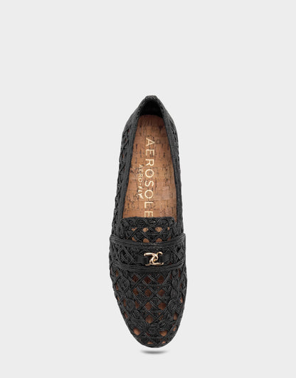 Women's Dress Flat in Black Faux Raffia | Aerosoles New|Shoes