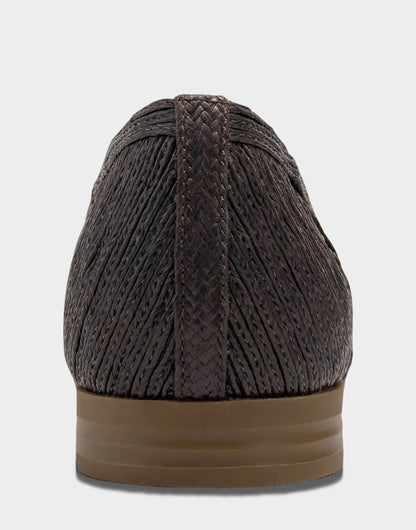 Women's Dress Flat in Dark Brown Faux Raffia | Aerosoles New|Shoes