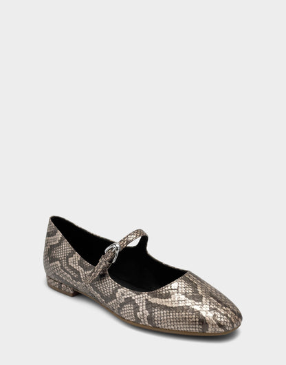Women's Casual Flat in Champagne Faux Metallic Snake Print | Aerosoles New