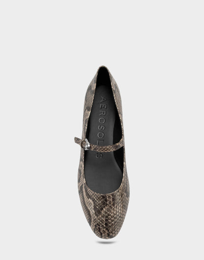 Women's Casual Flat in Champagne Faux Metallic Snake Print | Aerosoles New