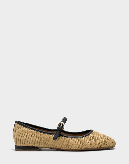 Women's Casual Flat in Natural/Black Basket Raffia | Aerosoles New