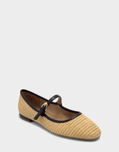 Women's Casual Flat in Natural/Black Basket Raffia | Aerosoles New
