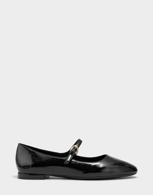 Women's Casual Flat in Black Faux Crinkle Patent | Aerosoles New