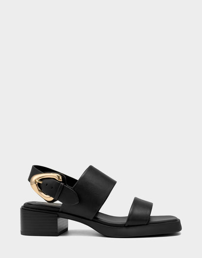 Women's Heeled Sandal in Black Faux Soft Leather | Aerosoles New