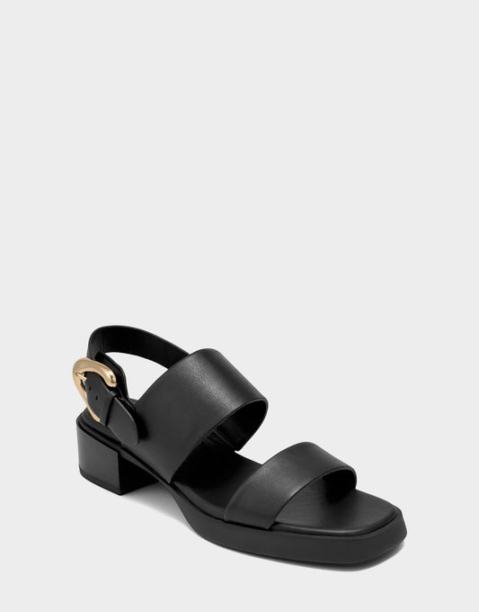 Women's Heeled Sandal in Black Faux Soft Leather | Aerosoles New