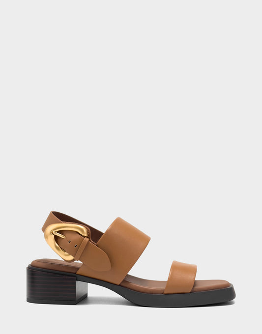 Women's Heeled Sandal in Tan Faux Soft Leather | Aerosoles New