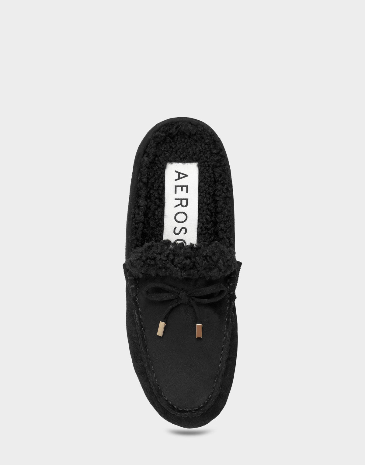 Women's Loafer Mule in Black Faux Suede/Shearling | Aerosoles Shoes