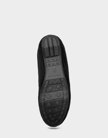 Women's Loafer Mule in Black Faux Suede/Shearling | Aerosoles Shoes