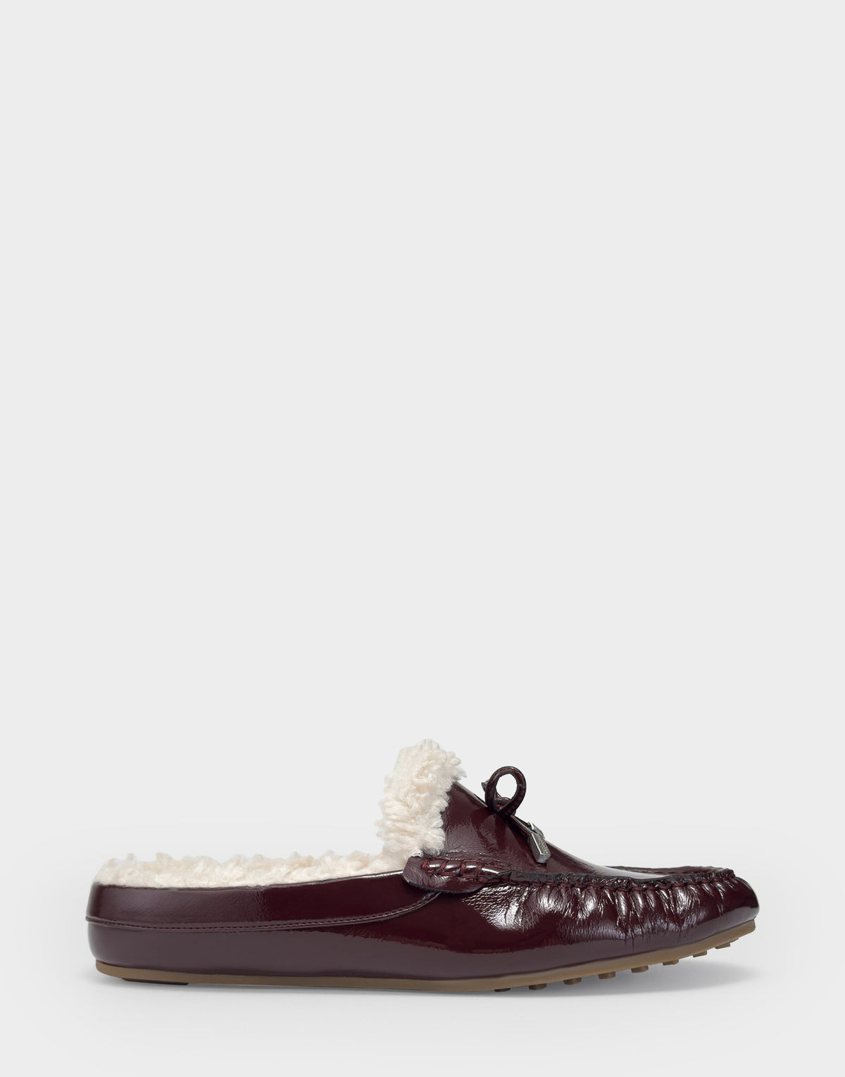 Women's Loafer Mule in Merlot Crinkle Patent/Shearling | Aerosoles Shoes