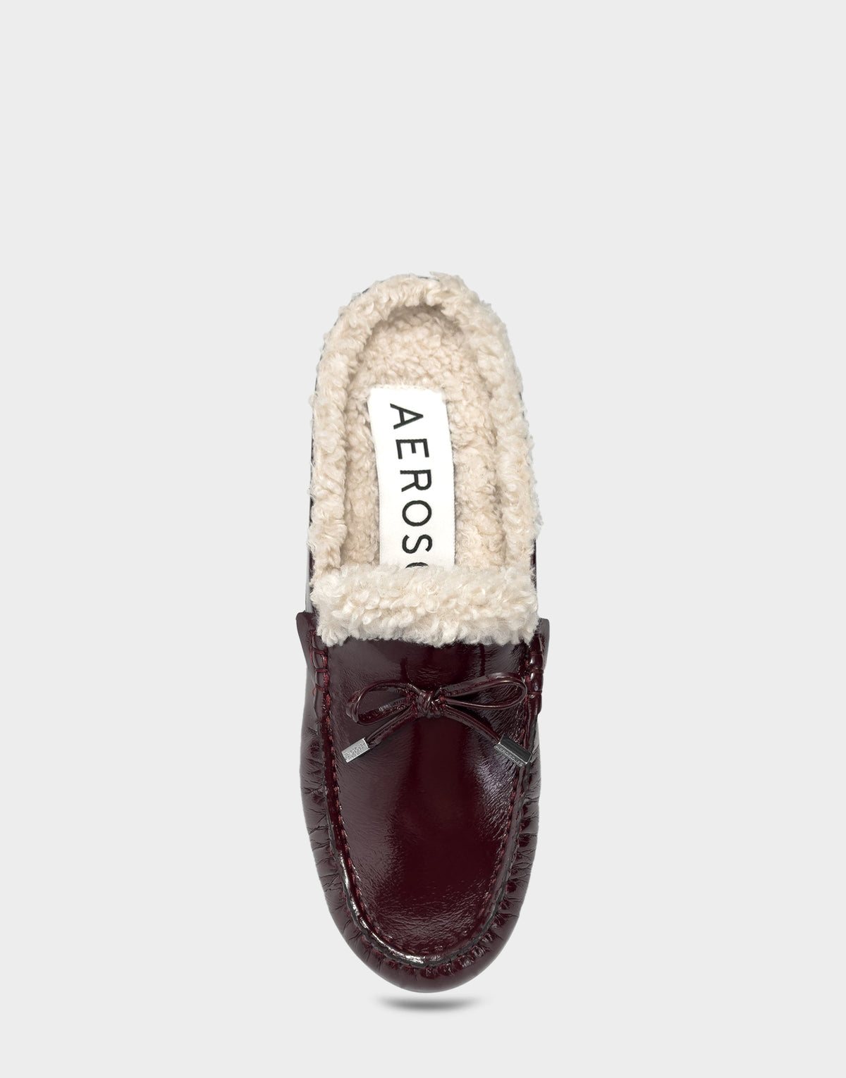 Women's Loafer Mule in Merlot Crinkle Patent/Shearling | Aerosoles Shoes