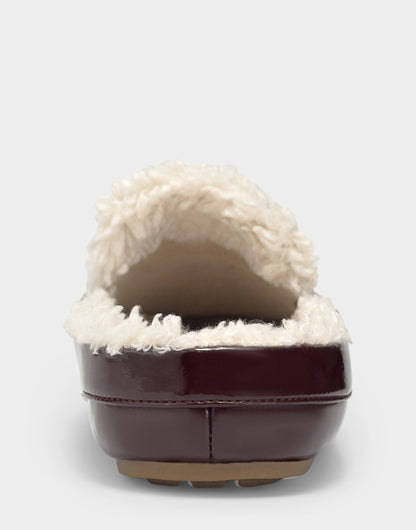 Women's Loafer Mule in Merlot Crinkle Patent/Shearling | Aerosoles Shoes