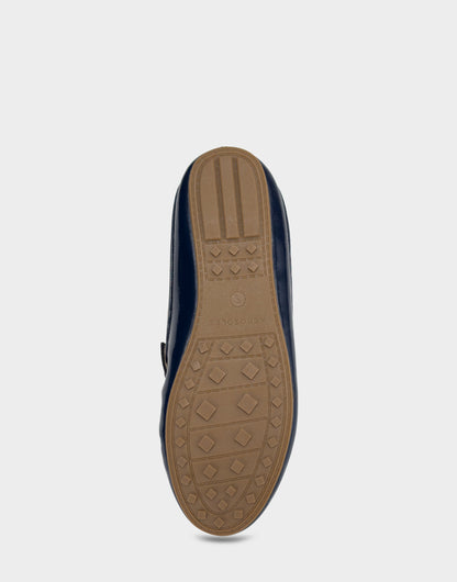 Women's Loafer Mule in Navy Crinkle Patent/Shearling | Aerosoles Shoes