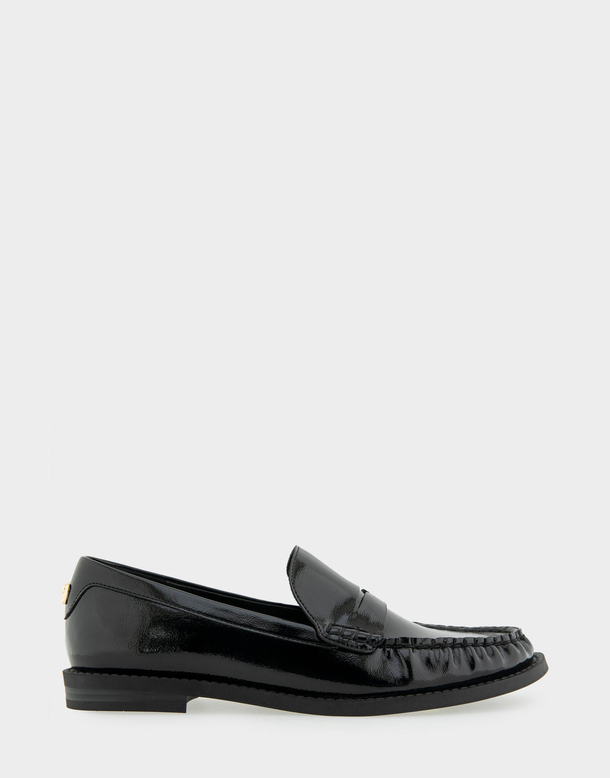 Sienna Black Crinkled Patent Faux Leather Lightweight Flexible Tailored Weejun Loafer | Aerosoles Shoes