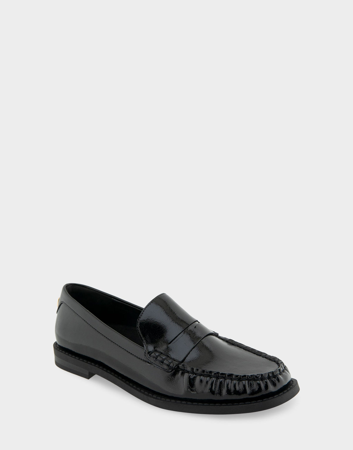 Sienna Black Crinkled Patent Faux Leather Lightweight Flexible Tailored Weejun Loafer | Aerosoles Shoes