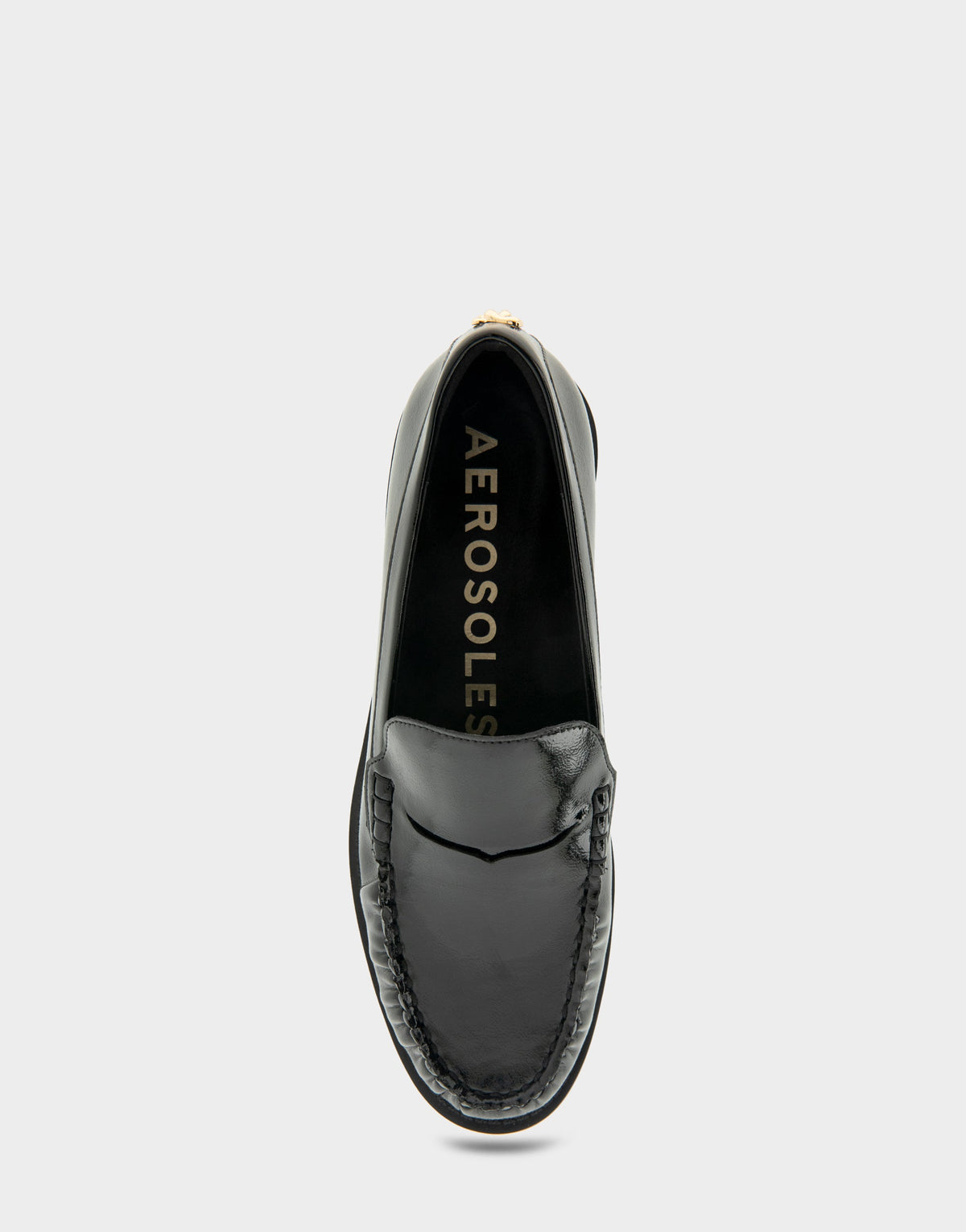 Sienna Black Crinkled Patent Faux Leather Lightweight Flexible Tailored Weejun Loafer | Aerosoles Shoes