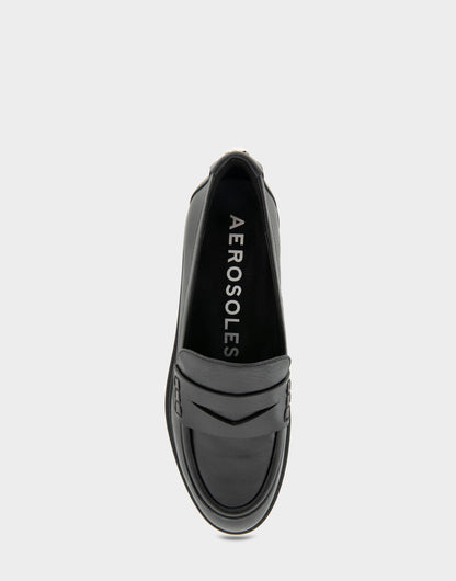 Women's Tailored Loafer in Black Leather | Aerosoles Shoes