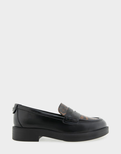Women's Tailored Loafer in Black/Leopard Faux Leather | Aerosoles Shoes