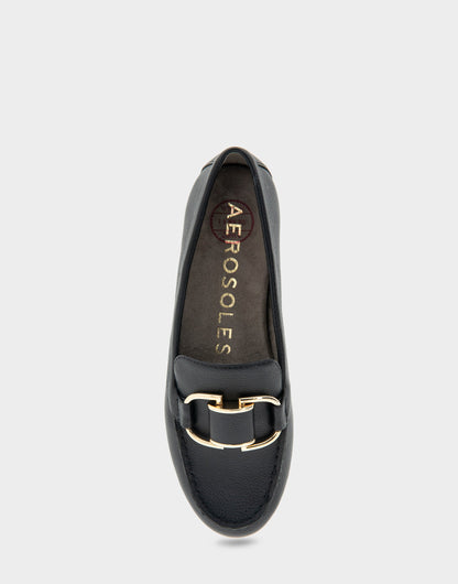 Denver Black Faux Leather Ornamented Loafer | Aerosoles Shoes