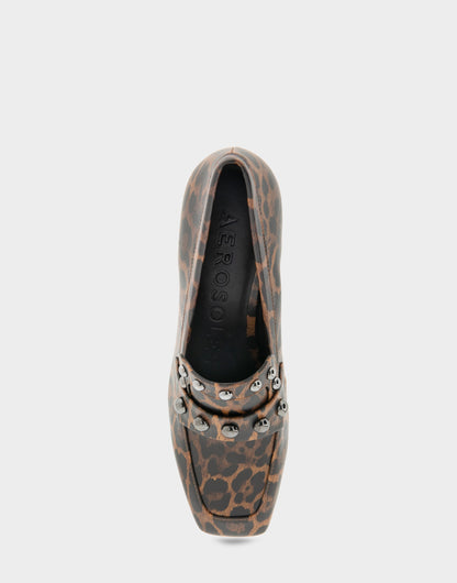 Women's Heeled Loafer in Leopard Print Faux Leather | Aerosoles Shoes
