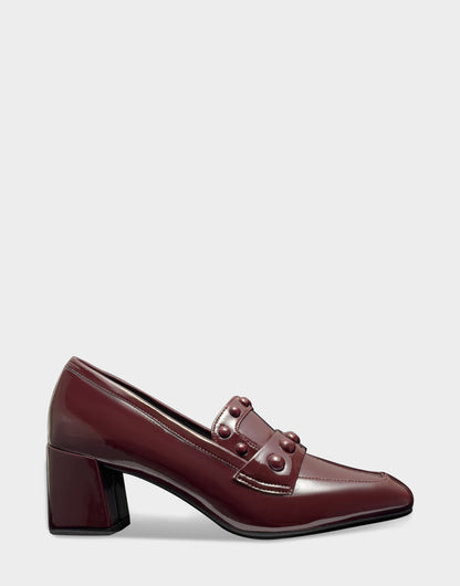 Women's Heeled Loafer in Merlot Crinkle Patent | Aerosoles Shoes