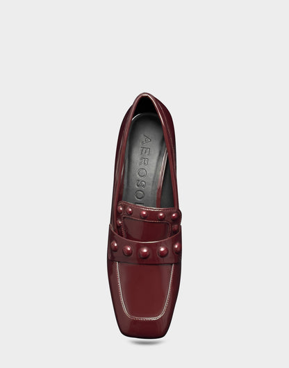 Women's Heeled Loafer in Merlot Crinkle Patent | Aerosoles Shoes
