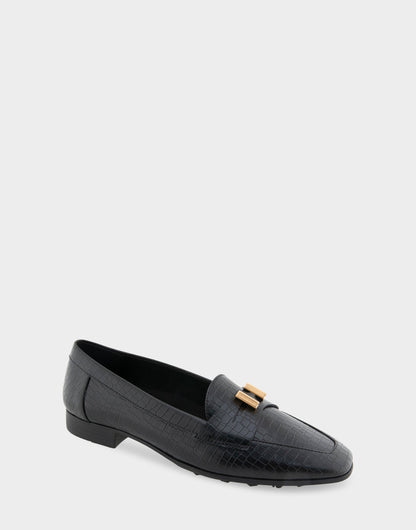 Women's Tailored Loafer in Black Embossed Croco | Aerosoles Shoes
