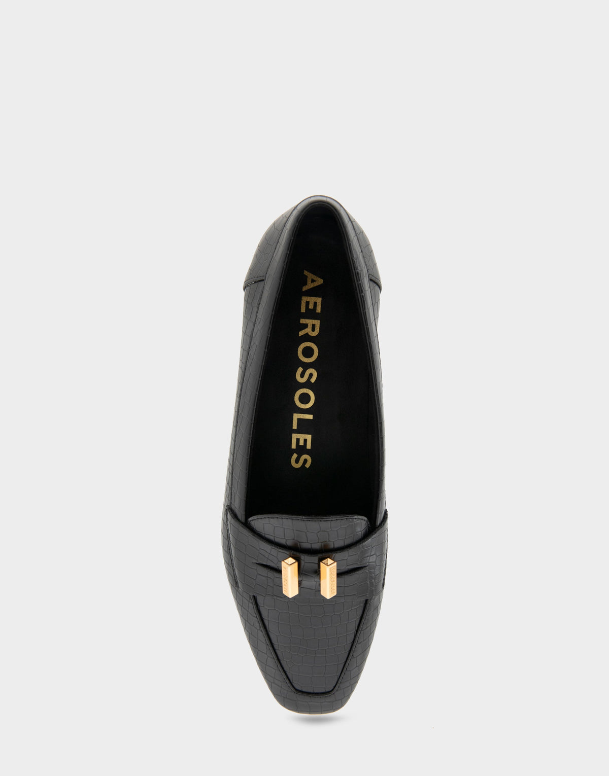Women's Tailored Loafer in Black Embossed Croco | Aerosoles Shoes