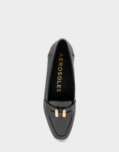 Women's Tailored Loafer in Black Embossed Croco | Aerosoles Shoes
