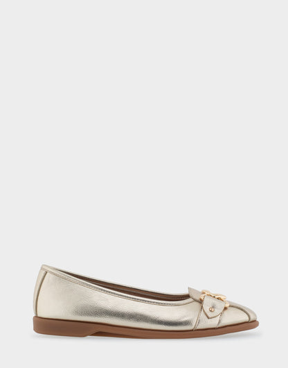 Bia Soft Gold Faux Leather Ornamented Flat | Aerosoles Shoes