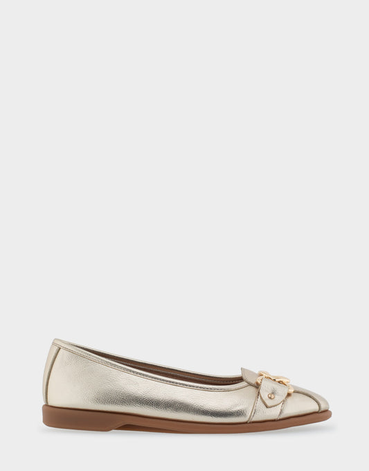 Bia Soft Gold Faux Leather Ornamented Flat | Aerosoles Shoes