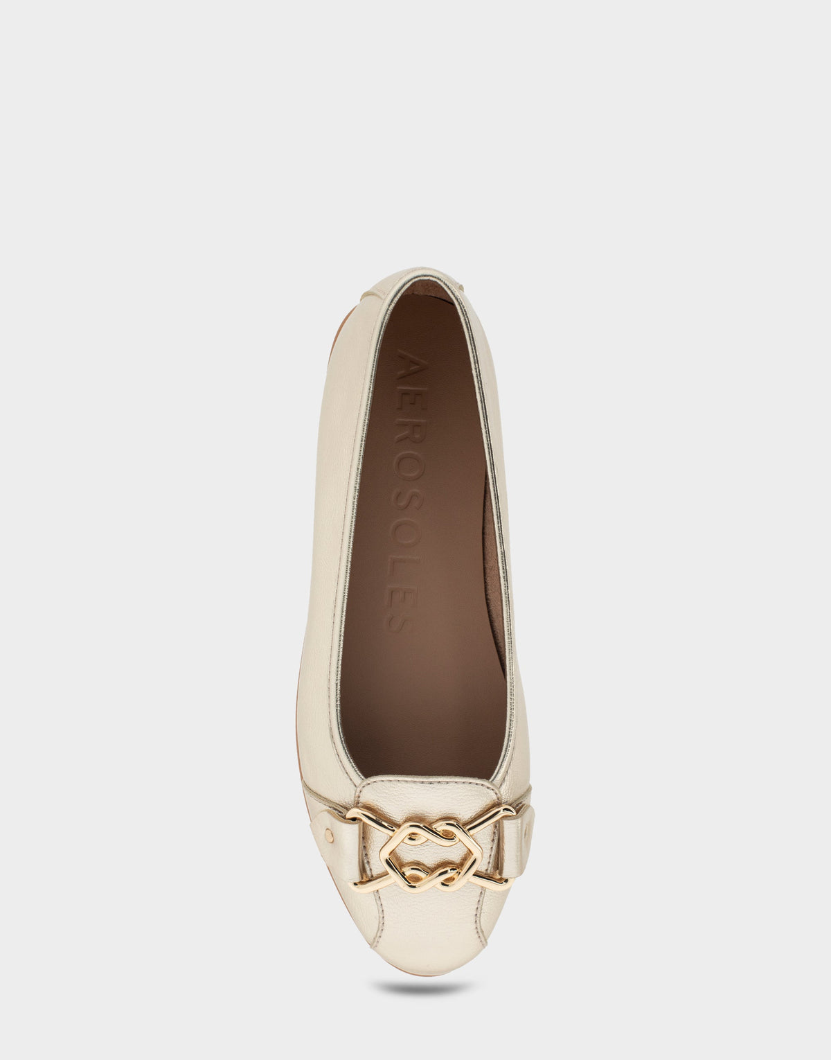 Bia Soft Gold Faux Leather Ornamented Flat | Aerosoles Shoes