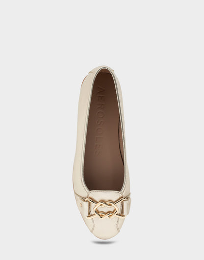 Bia Soft Gold Faux Leather Ornamented Flat | Aerosoles Shoes