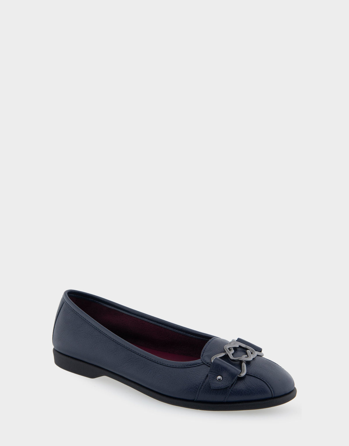 Bia Navy Genuine Leather Ornamented Flat | Aerosoles Shoes