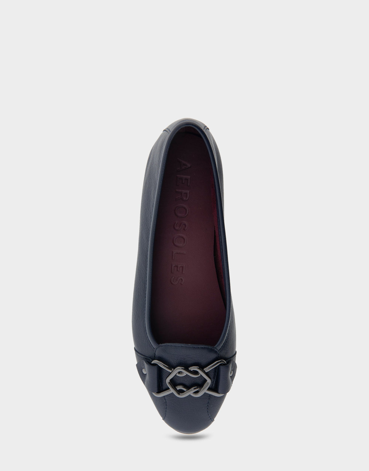 Bia Navy Genuine Leather Ornamented Flat | Aerosoles Shoes