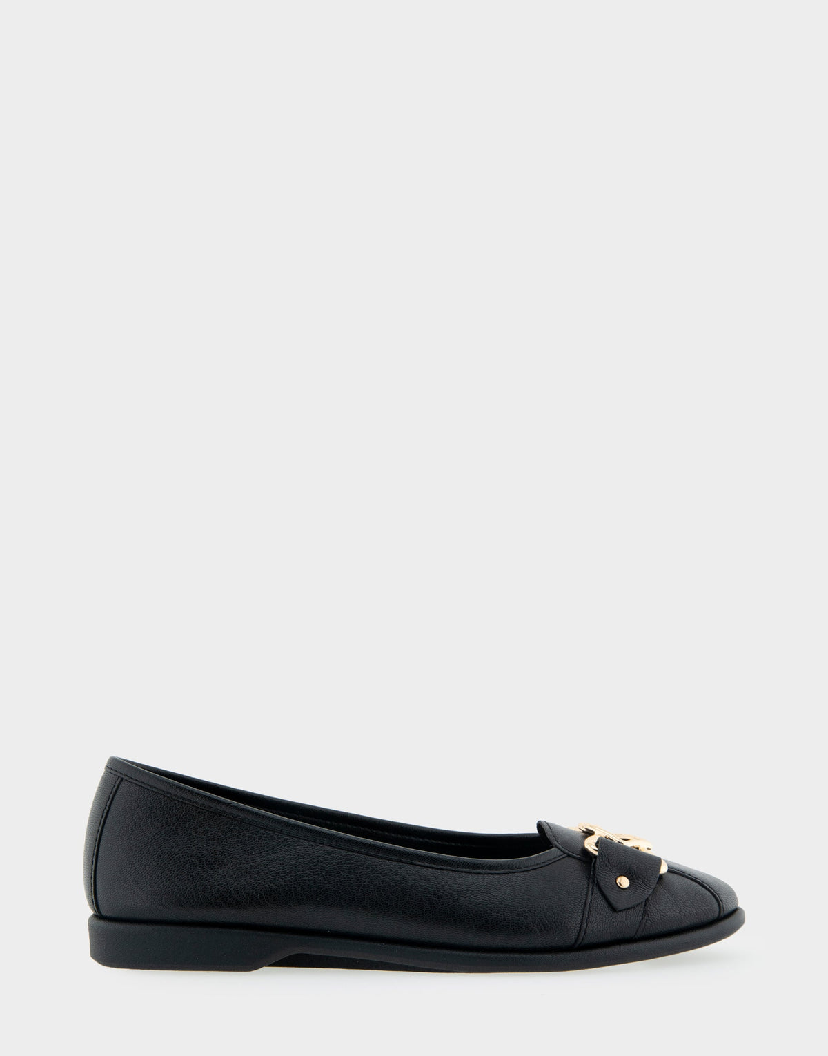 Bia Black Genuine Leather Ornamented Flat | Aerosoles Shoes