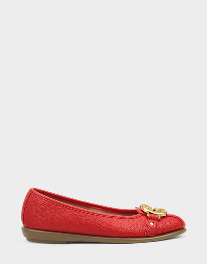 Big Bet Red Faux Leather Ballet Flat with Gold Hardware | Aerosoles Shoes