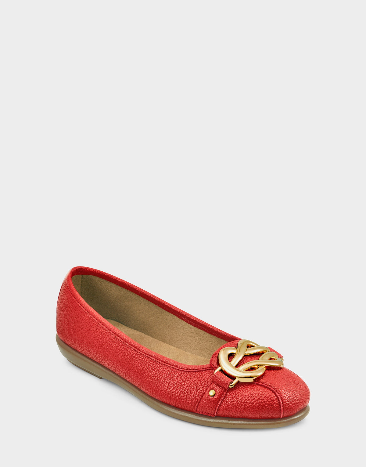 Big Bet Red Faux Leather Ballet Flat with Gold Hardware | Aerosoles Shoes