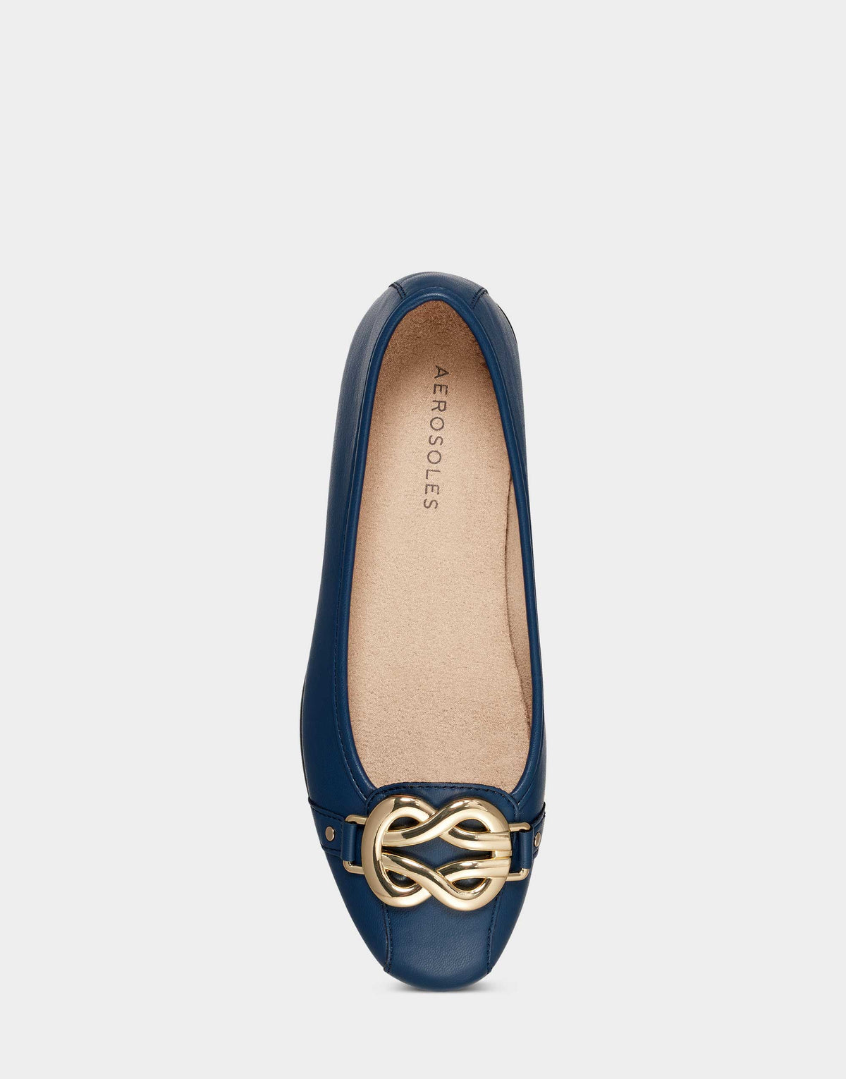 Big Bet Navy Blue Faux Leather Ballet Flat with Gold Hardware | Aerosoles Shoes