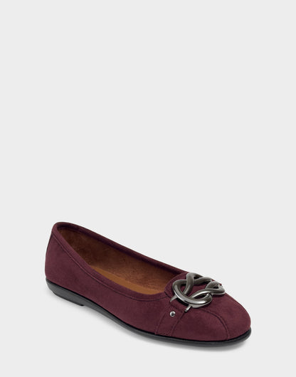Big Bet Fig Faux Suede Ballet Flat with Gold Hardware | Aerosoles Shoes