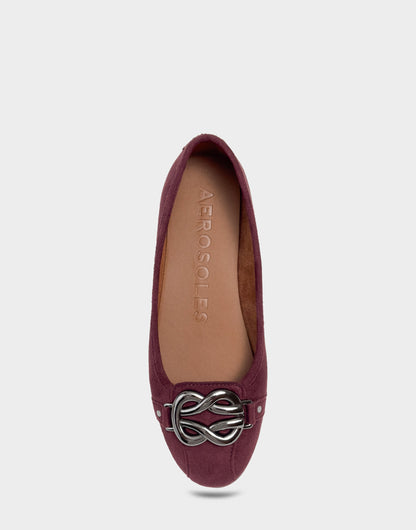 Big Bet Fig Faux Suede Ballet Flat with Gold Hardware | Aerosoles Shoes