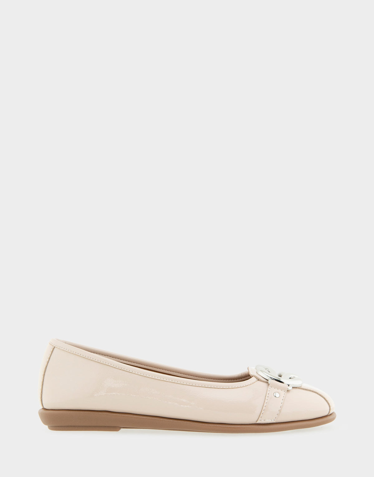 Big Bet Stone Patent Faux Leather Ballet Flat with Gold Hardware | Aerosoles Shoes