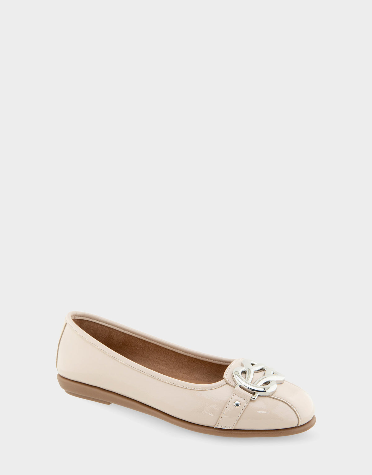 Big Bet Stone Patent Faux Leather Ballet Flat with Gold Hardware | Aerosoles Shoes