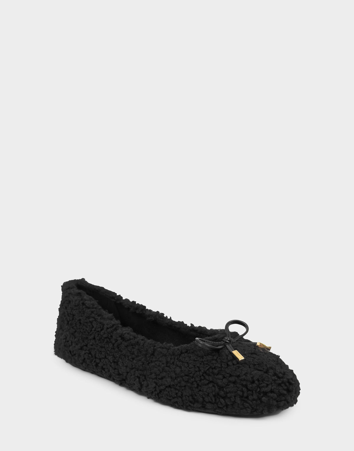 Women's Ballet Flat in Black Faux Shearling | Aerosoles Shoes