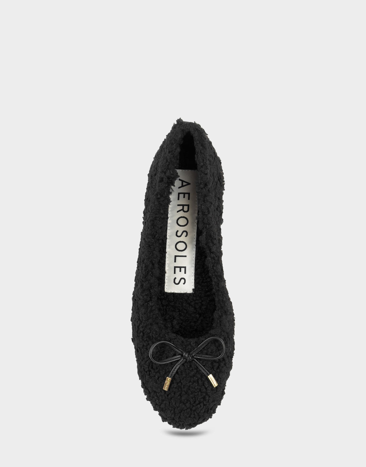 Women's Ballet Flat in Black Faux Shearling | Aerosoles Shoes