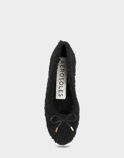 Women's Ballet Flat in Black Faux Shearling | Aerosoles Shoes