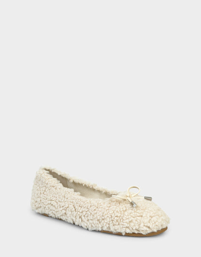 Women's Ballet Flat in Natural Faux Shearling | Aerosoles Shoes