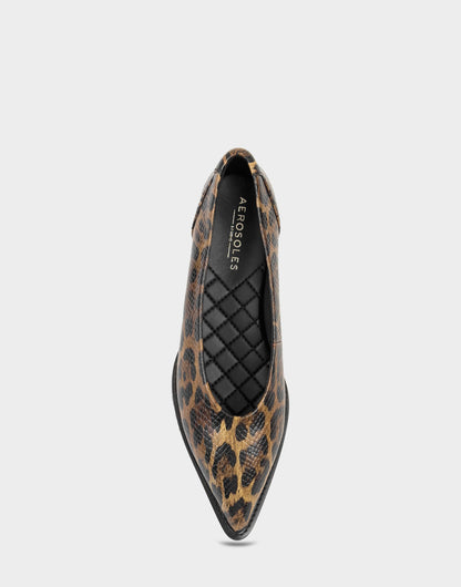 Women's Tailored Flat in Mocha Jaguar Embossed Print | Aerosoles Shoes