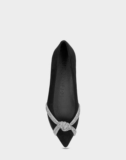 Women's Dress Flat in Black Suede | Aerosoles Shoes