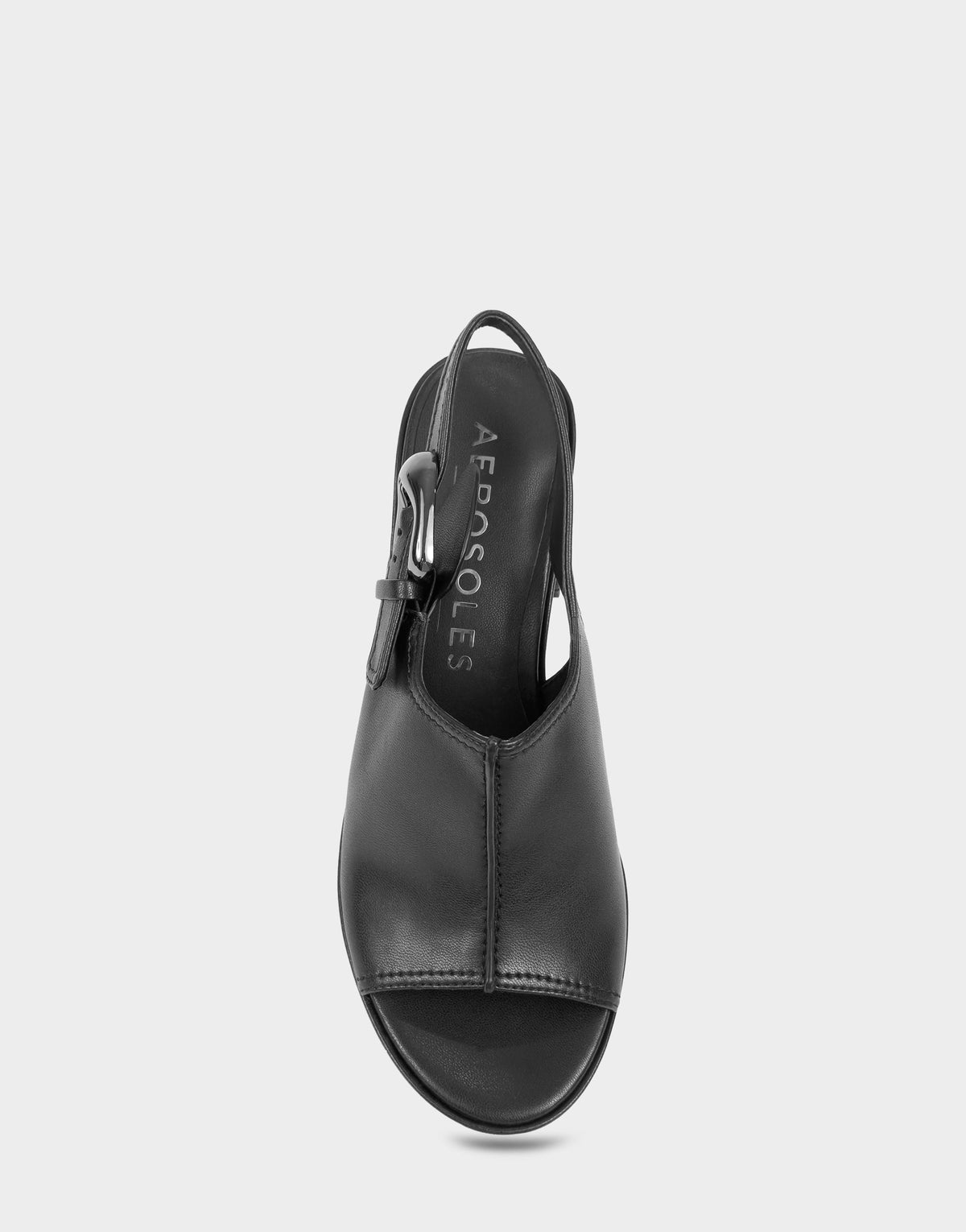 Women's Platform Sandal in Black Stretch Faux Leather | Aerosoles Shoes